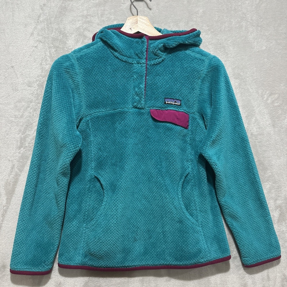 Patagonia Re-Tool Snap-T Pullover Hoody Fleece Women's XS Teal Slim Fit Pocket